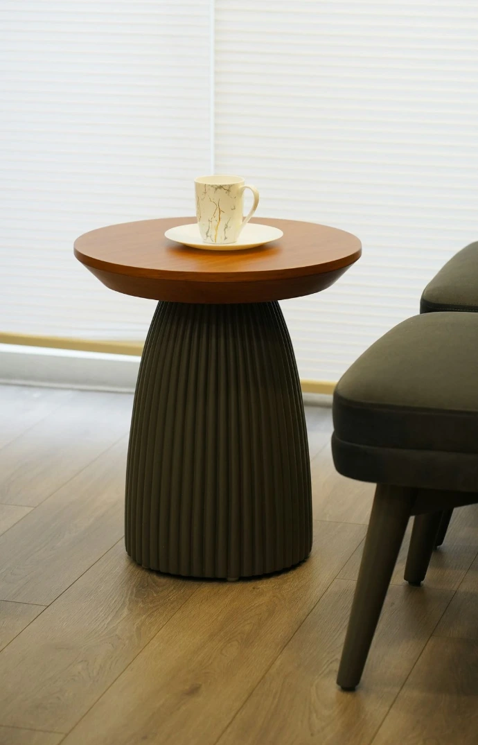 A chair and a table in a room